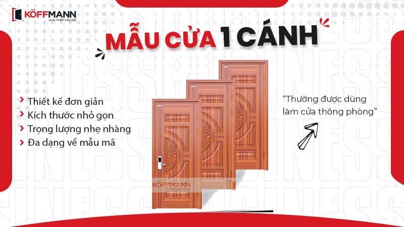 Cửa thép vân gỗ 1 cánh