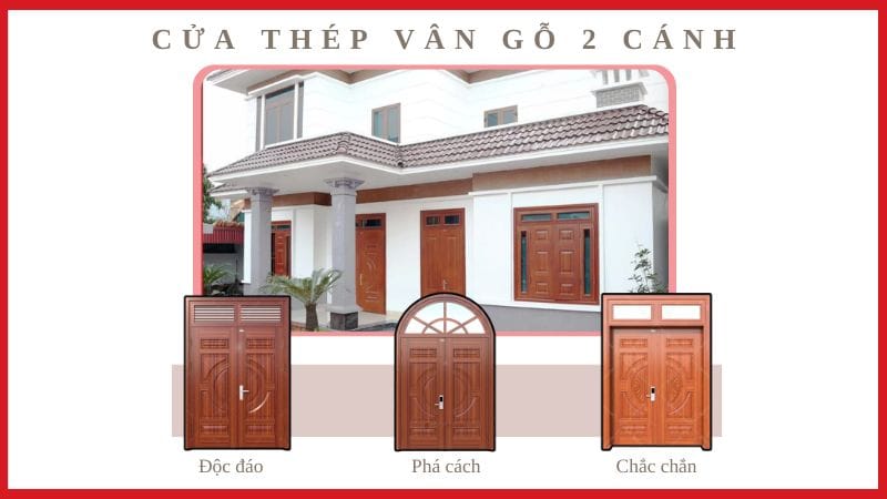 Cửa thép vân gỗ 2 cánh đều Kofffmann